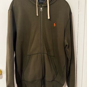 Ralph Lauren Khaki Green Zip-Up Hoodie